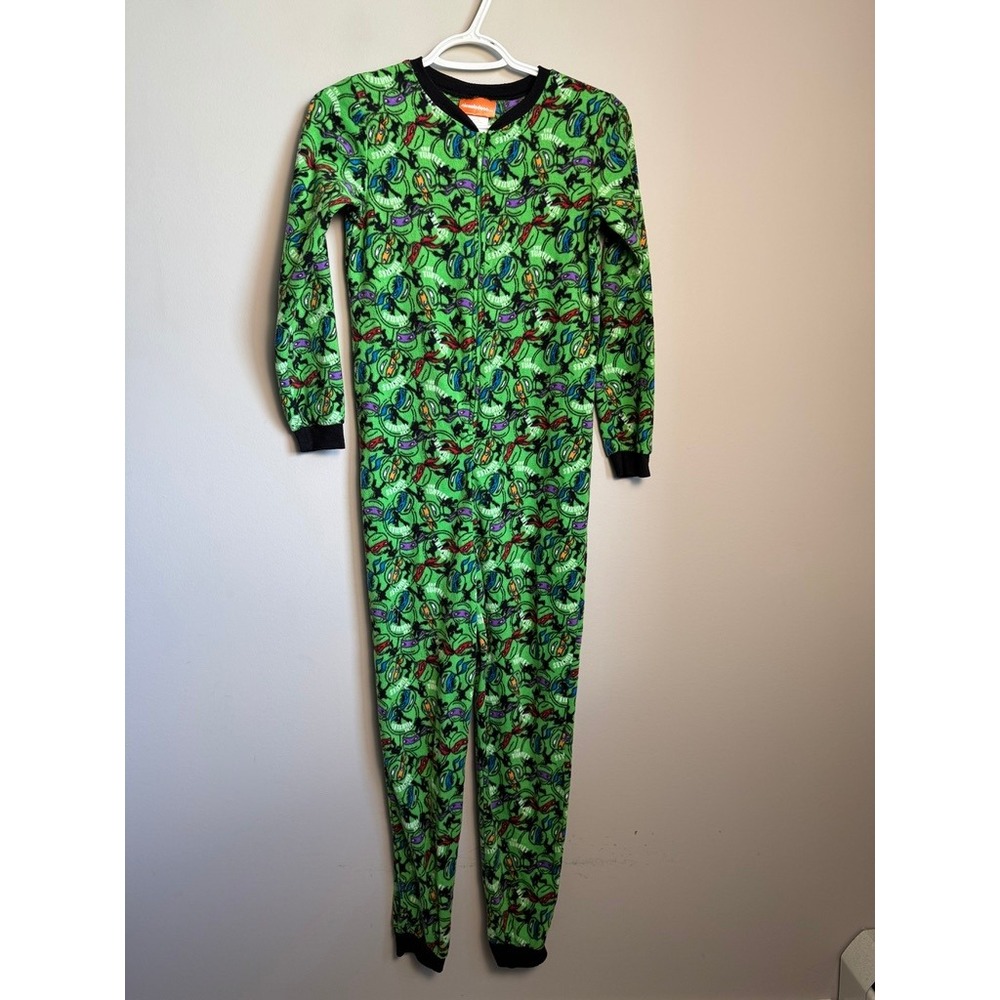 Nickelodeon TMNT Boy's L(14) Green Fleece Union Suit Pajama One Piece Cozy